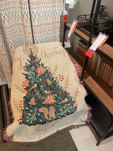 zj05新年礼物四季通用松鼠，松树床头毯铺椅子铺沙发，毯个性多用