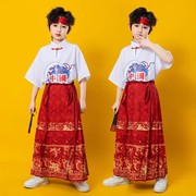 高货六一少儿表演服小学生运动会开幕式服装中国风马面裙啦啦