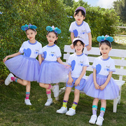 女童紫色蓬蓬裙六一儿童，纱裙表演服夏季套装，小学生幼儿园毕业礼服