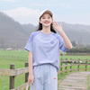 初中学生T恤短袖少女夏装2024高中生大童韩版休闲紫拼色半袖