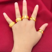 越南沙金戒指男士霸气，时尚仿黄金，可调节指环戒子