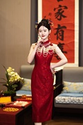 新中式2024旗袍敬酒服新娘结婚订婚礼服女复古晨袍高级感夏季