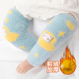 婴儿高筒袜(高筒袜)不勒腿秋冬季貂绒加厚保暖宝宝，护腿袜套裤子儿童长腿袜