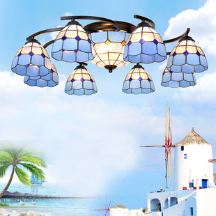 地中海风格客厅吸顶灯饰卧室 美式田园书房餐厅创意灯具圆形