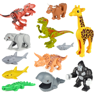 兼容乐高积木小颗粒动物，系列散件配件拼装益智儿童玩具长颈鹿恐龙