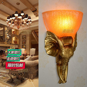 美式大象挂钟复古工艺壁灯大厅，树脂壁灯创意壁灯，客厅卧室床头壁灯