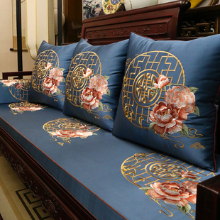 红木沙发坐垫中式罗汉床垫子五件套实木沙发垫四季通用防滑可定制