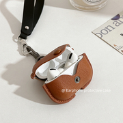 airpodspro2保护套苹果耳机壳保护壳耳机套复古适用第一代二代三代蓝牙ipod3耳机盒，挂绳耳机包皮质(包皮质)通用一体式