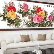 花开富贵十字绣六尺牡丹，2米大画中国风，刺绣大幅2022线绣客厅