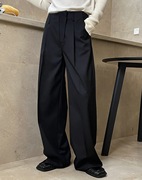 黑色西装裤女春秋2024宽松高腰直筒阔腿垂感高级感休闲长裤