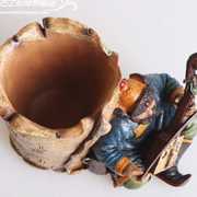 蒙古族特色笔筒内蒙古工艺品旅游纪念品，老人拉马头琴造型笔筒
