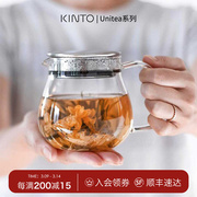 日本kintounitea极简玻璃泡茶壶，带过滤网花茶茶杯日式家用水具