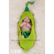 影楼儿童摄影服装 新生儿毛线睡袋 手工毛线编织婴儿拍照服 豆角