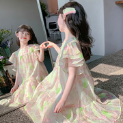 女童连衣裙夏装2024洋气儿童裙子夏季童装小女孩荷叶袖公主裙