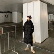 黑色连帽羽绒棉服女2023韩版中长款面包服棉袄冬季外套
