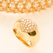 太府珠宝18k黄金镶嵌钻石心形，戒指中性风金镏子，戒子彩金首饰指环