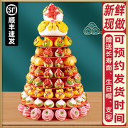 胶东花饽饽寿桃馒头生日老人，蛋糕祝寿过寿支架大寿桃花馍寿包糕点