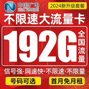 广电流量卡纯流量上网卡无线流量卡手机电话卡4g大王卡5g通用