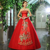 2022中国传统 红色婚纱礼服 中国风中式 抹胸型 宫廷拖尾