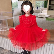儿童蓬蓬裙女童春季连衣裙2023可爱小女孩公主风花童蓬蓬纱裙子