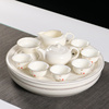 高档羊脂玉茶具套装纯白陶瓷，茶盘功夫茶杯，德化白瓷泡茶器现代家用