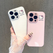 粉色KT猫适用苹果14手机壳iphone13/12玻璃11pro小清新xr/xsmax网红少女苹果7/8plus全包6splus防摔se3/2