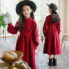 女童连衣裙秋冬加绒公主裙，2023韩版儿童，长裙女孩洋气红色裙子