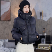 冬季韩系穿搭棉服女宽松百搭高级感短款棉衣黑色，小个子面包服外套