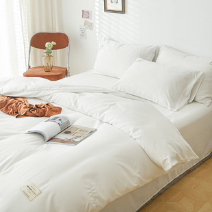 白色床单被罩四件套宾馆酒店床上用品，全套装民宿风，被子被套七件套