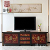 实木新中式电视柜仿古典手绘矮柜中国风客厅家具复古地柜轻奢