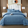 纯色大气夹棉加厚被套绗缝床盖四件套1.8m纯棉床上用品绗缝床单
