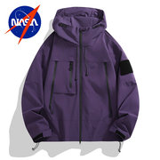 NASA 春季男式夹克衫简约时尚连帽外套青年港风潮流个性休闲