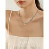蓝东陵石串珠项链女轻奢复古高级感小众设计天然珍珠吊坠颈链配饰