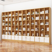 书房整墙实木格子柜书架置物架落地靠墙一体自由组合储物家用书柜