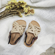 2024夏儿童(夏儿童，)韩版麻绳凉鞋木糠鞋