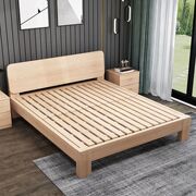 榉木实木床1.8米简约双床1.5米单人床架子床榻榻米简约