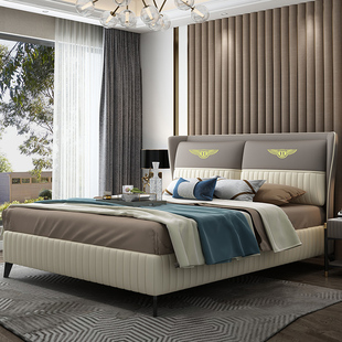 布艺床后现代轻奢科技布主卧婚床北欧双人软床1.5m1.8m小户型布床