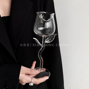 ins风玫瑰花造型玻璃杯创意，氛围感鸡尾酒，高脚杯网红高颜值红酒杯