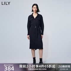 LILY别致开叉连衣裙显瘦小黑裙