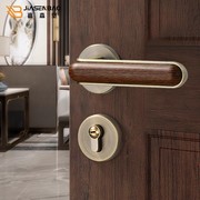 嘉森堡新中式室内卧室房门锁，实木木门锁，复古分体磁吸静音锁门把手