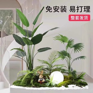 仿真绿植造景盆栽景观假树室内楼梯，下角落装饰欧式橱窗植物仿真树