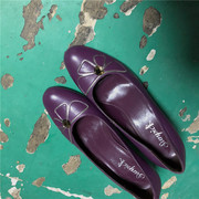 vintage轻复古优雅紫色工作鞋舒适圆头古着单鞋时尚中跟山百