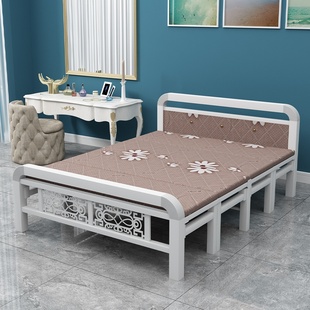 可折叠床四折床单人双人床木板床铁架床简易午休便携硬床1.5米床