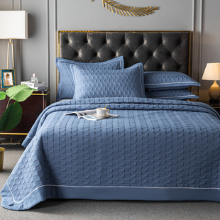 欧式纯色夹棉绗缝床盖，三件套双面铺盖两用高端床单床垫子床上用品
