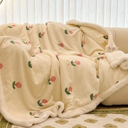 ins奶油郁金香羊羔绒毛毯被子牛奶绒秋冬盖毯保暖沙发午睡小毯子