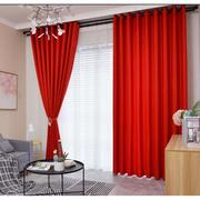 结婚礼房间喜庆典大红色窗帘，成品卧室遮光复古吉祥正红幕布景隔断