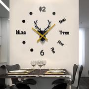 Ins3D鹿头创意挂钟亚克力客厅装饰DIY个性墙贴钟现代简约钟表