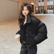 黑色短款羽绒服女冬季2023韩版小个子加厚宽松ins灰色外套潮