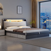 床现代简约2米主卧双人床带夜光，灯高箱储物床，1.8米抽屉收纳床婚床
