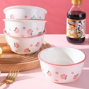 陶瓷餐具日式创意祝福水果碗碗家用吃饭专用小碗精致可爱饭碗